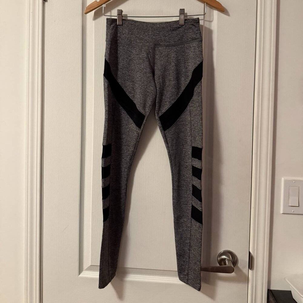 ⭐️ $5, spend over $20 - Forever 21 Sheer Mesh Inset Ribbed Leggings in Dark Grey